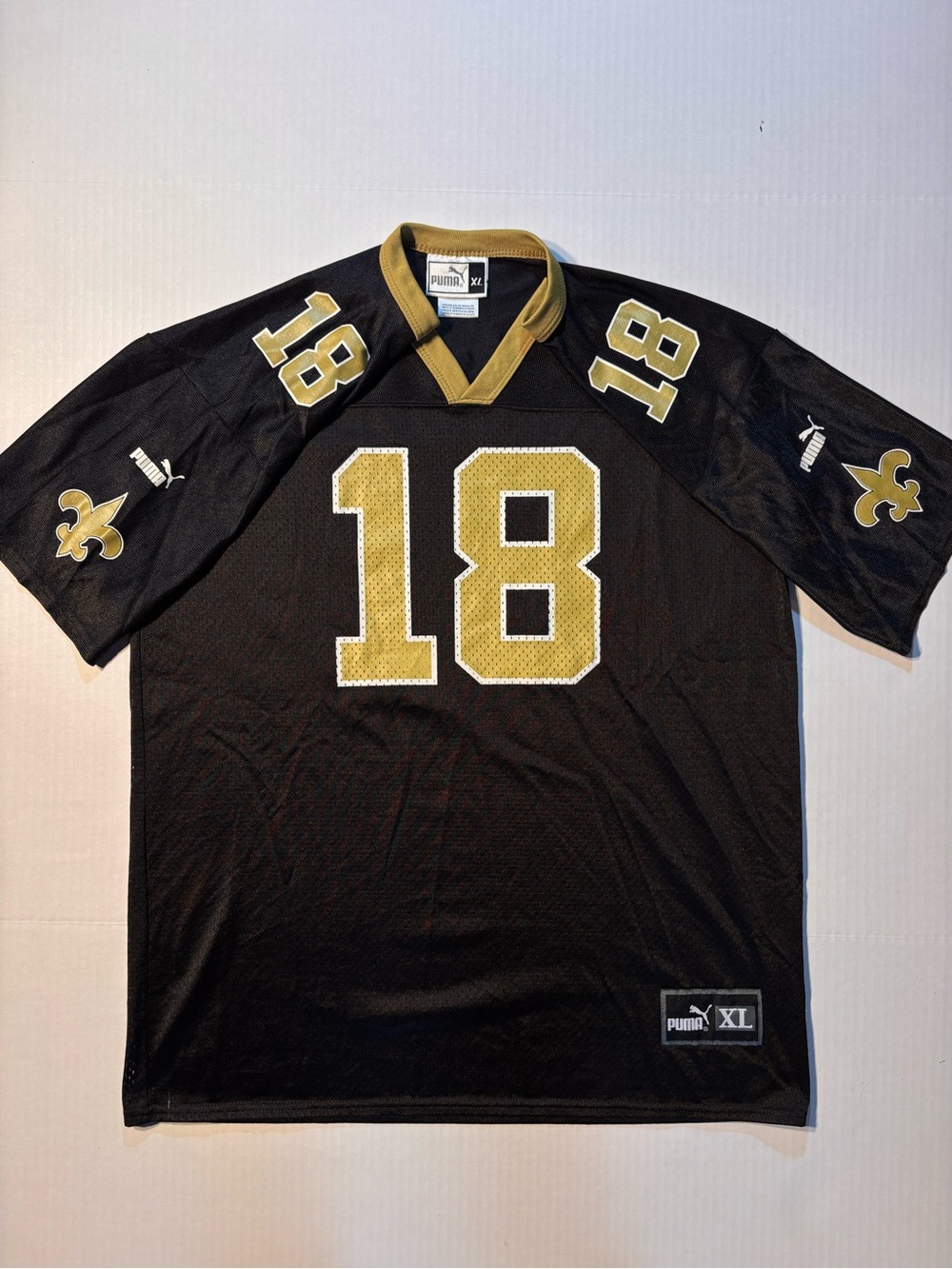 Vtg Puma NFL New Orleans Saints #18 Jeff Blake Football Jersey Youth XL Men’s M